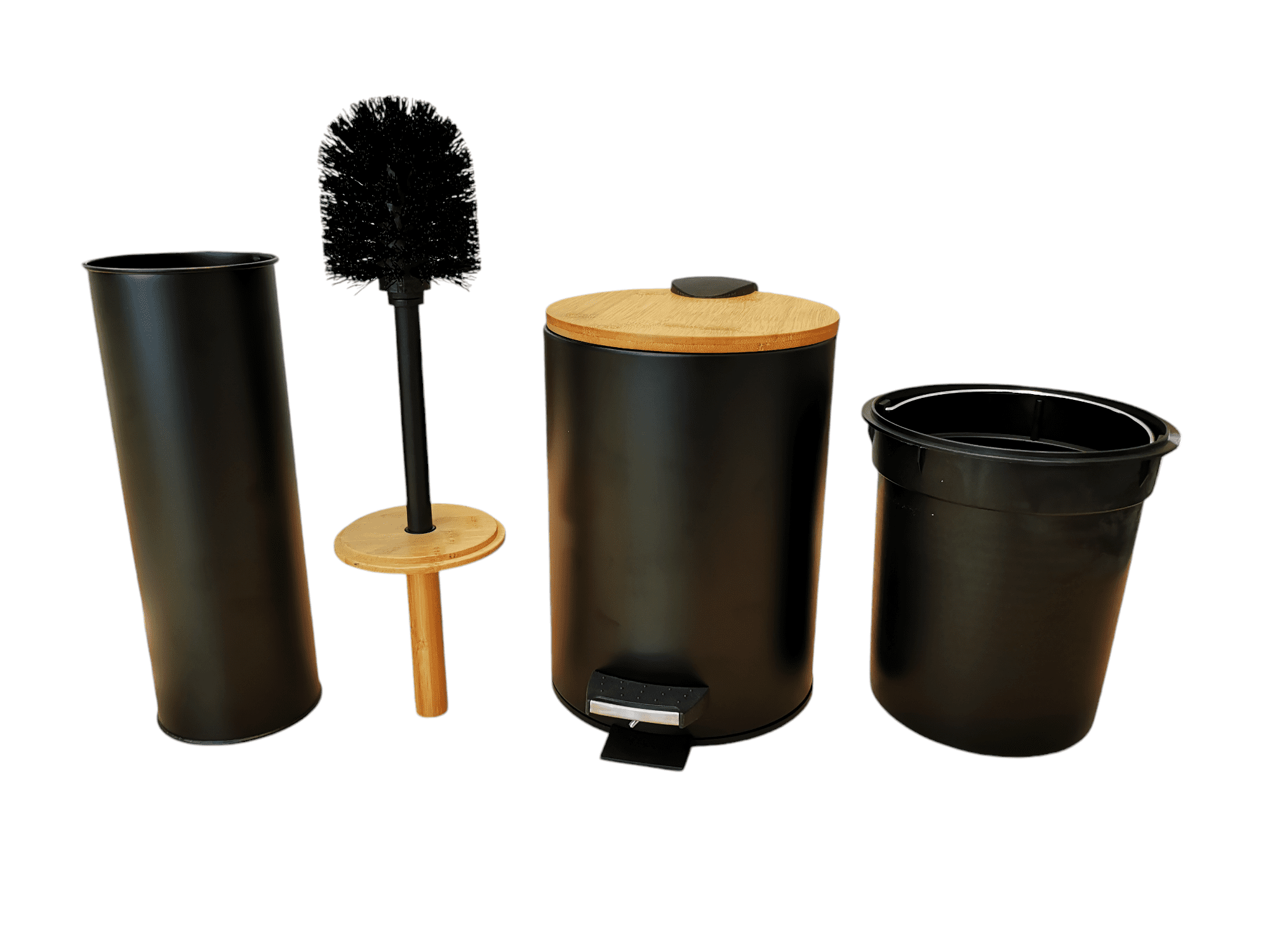 Koš odpadkový BAMBOO 3l černý+kartáč (SOFT CLOSE)
