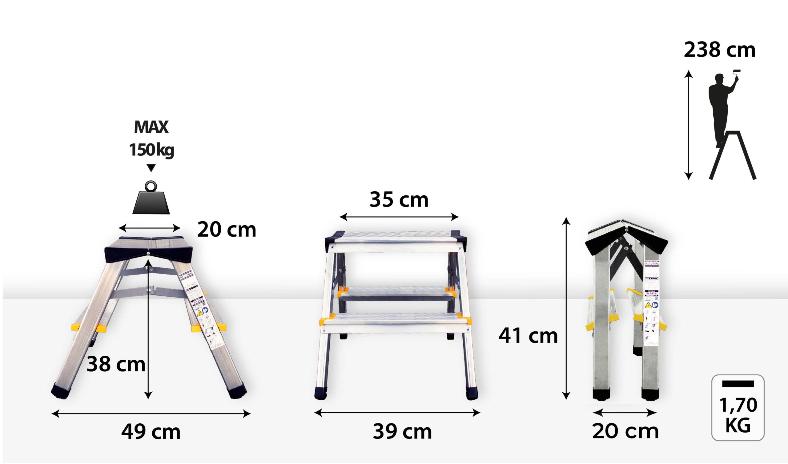 Schůdky Al 2x2 PROFI oboustranné - Obrázek 2