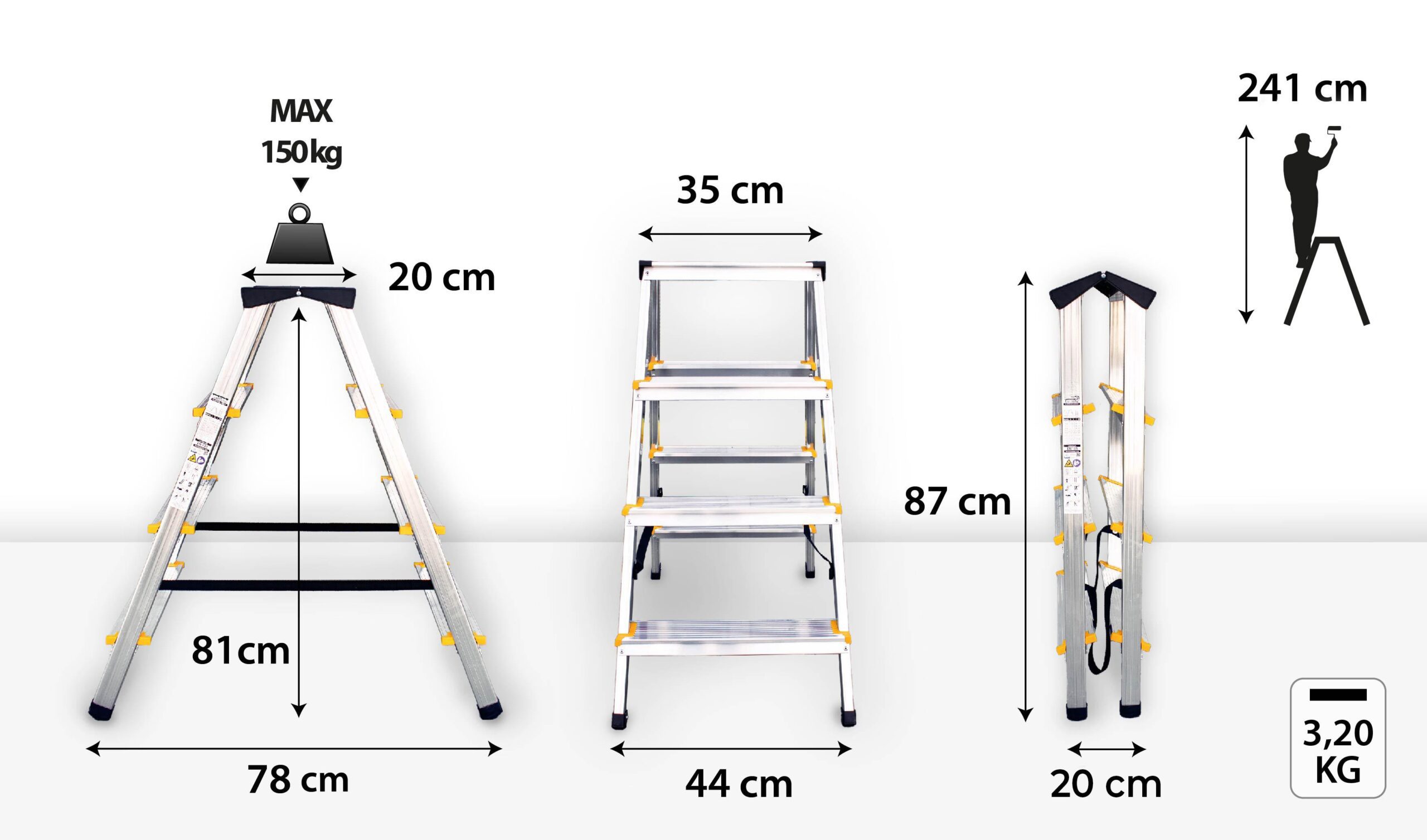 Schůdky Al 2x4 PROFI oboustranné - Obrázek 2