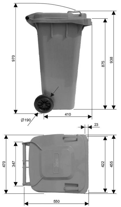 Popelnice 120l modrá plastová - Obrázek 6