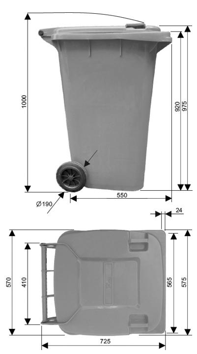 Popelnice 240l zelená plastová - Obrázek 6