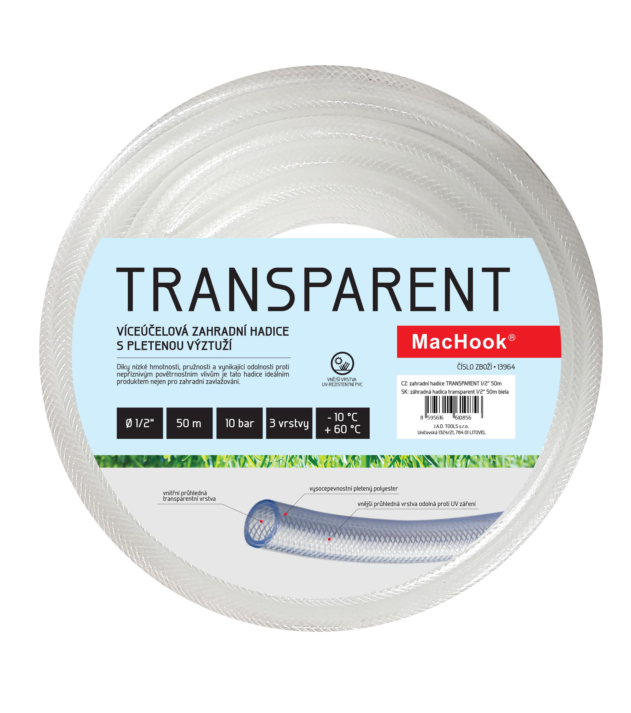 Zahradní hadice TRANSPARENT 1/2 50 m bílá
